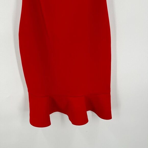 LIKELY Red Banks Ruffle Hem Spaghetti Strap Bodycon Mini Dress Size 2 - Picture 6 of 9
